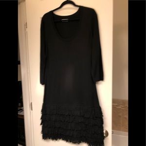 Black sweater dress with sexy fringes